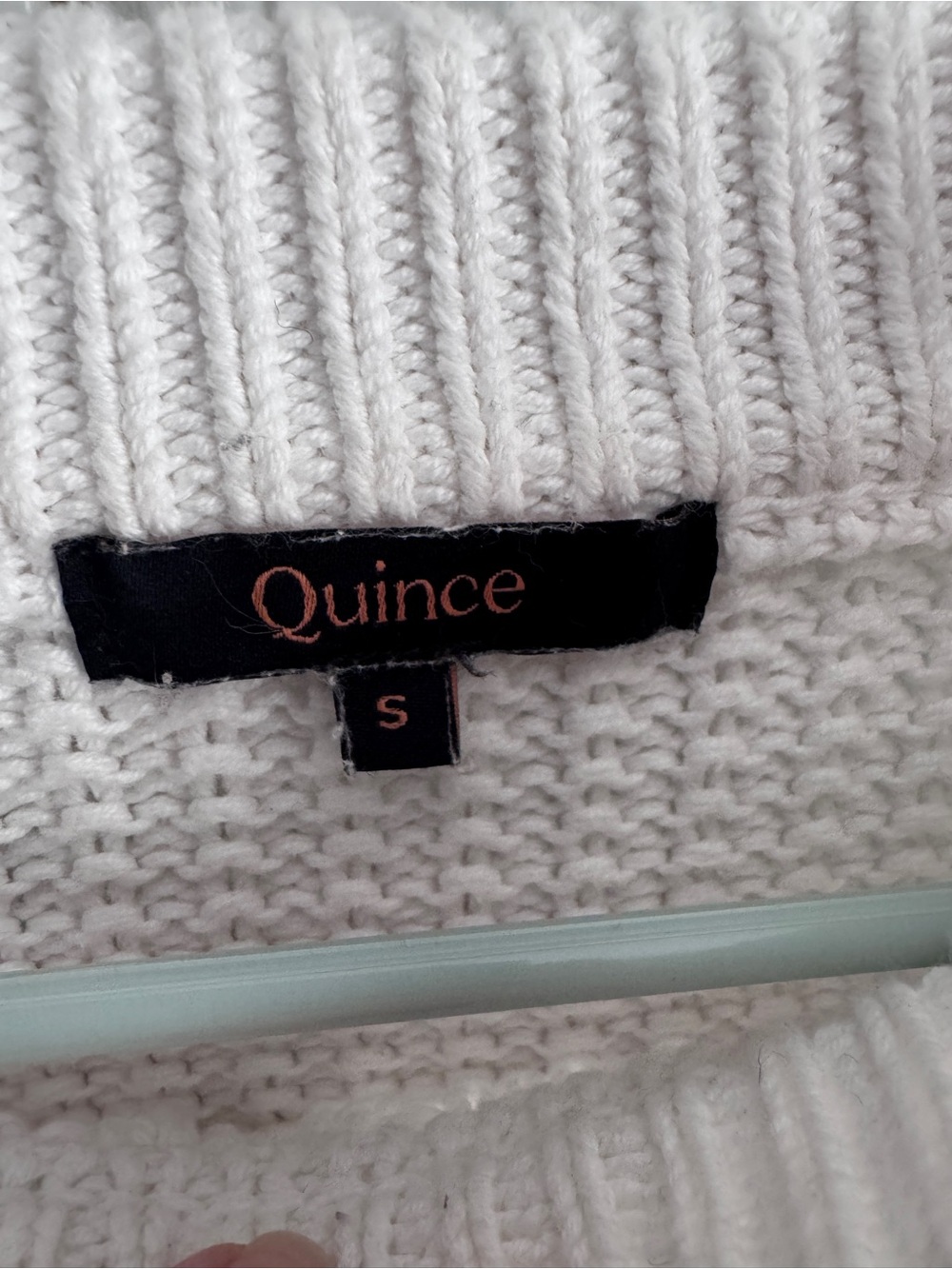 Quince Organic Cotton Cropped Cable Knit Crew Sweater Ivory S - Picture 2 of 14